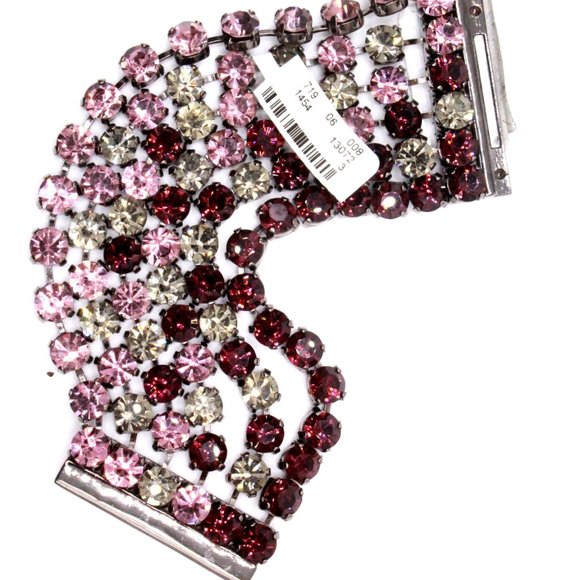 NWT $215 Nieman Marcus Mauve Purple Eggplant Wide Six Rows Blackened Bracelet - Picture 11 of 11